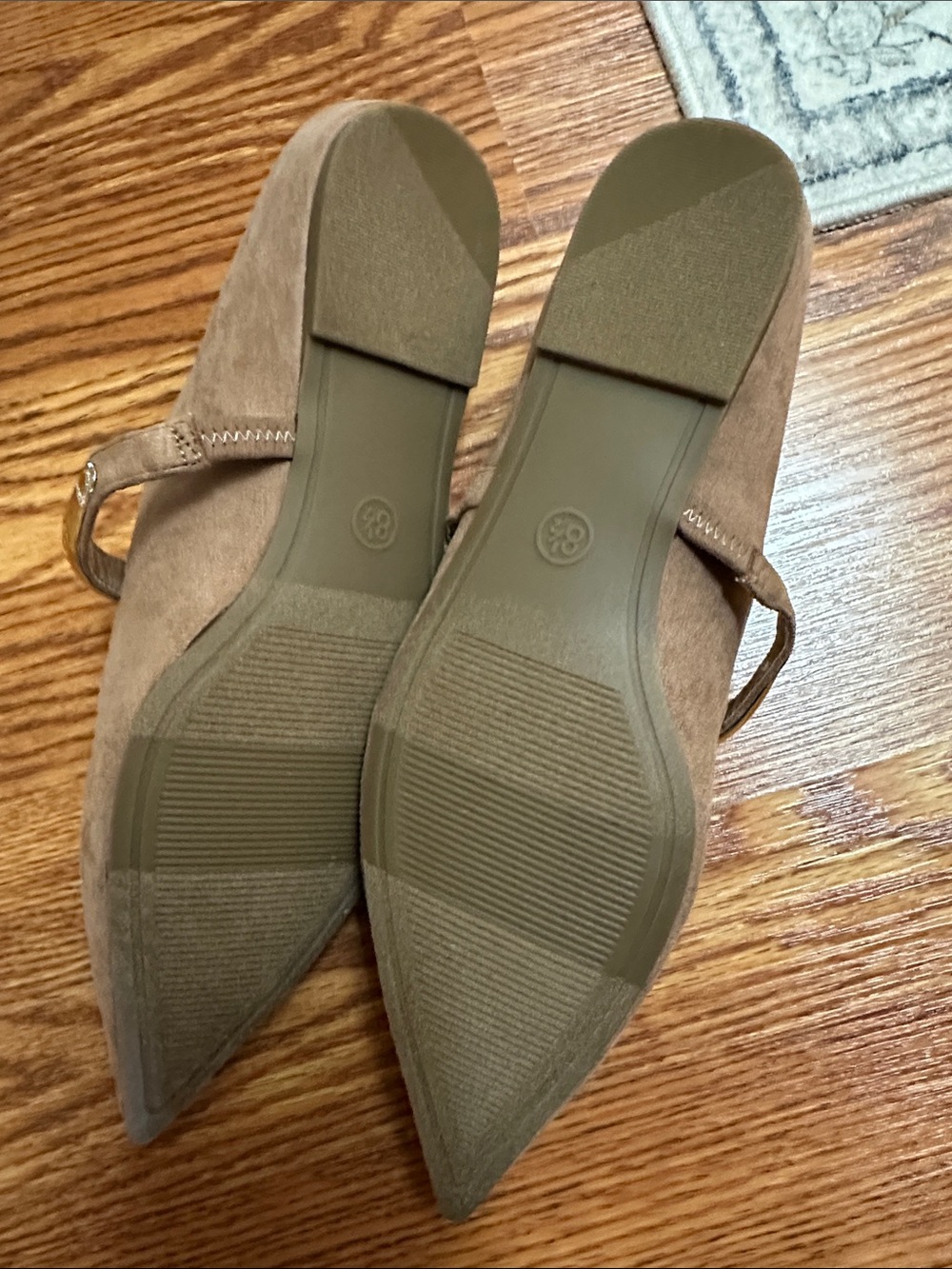 a new day Taupe Pointed Suede Flats with Gold Accent Strap - Picture 5 of 5